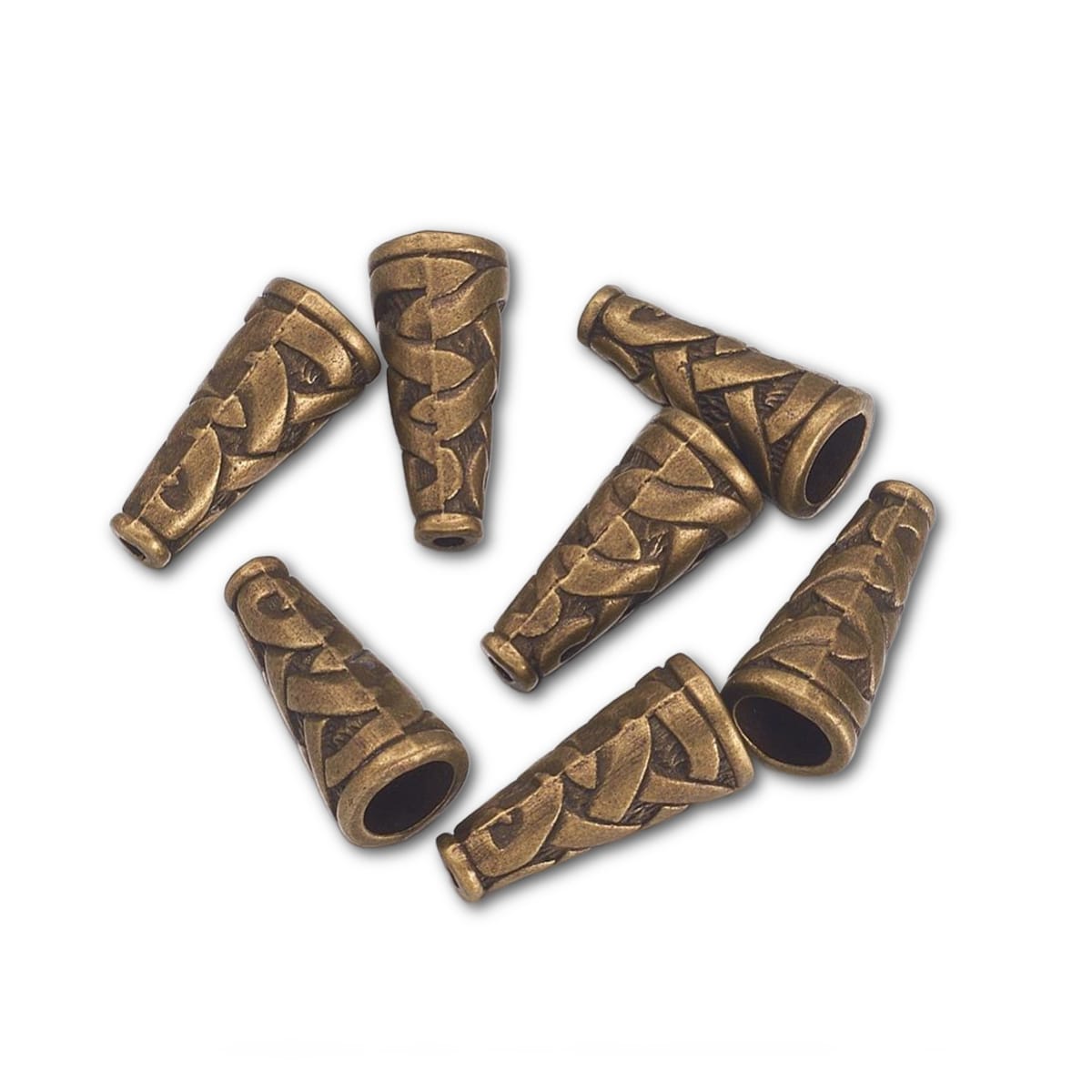 Antique Brass 18x8mm Lattice Bead Cone β Bag of 5