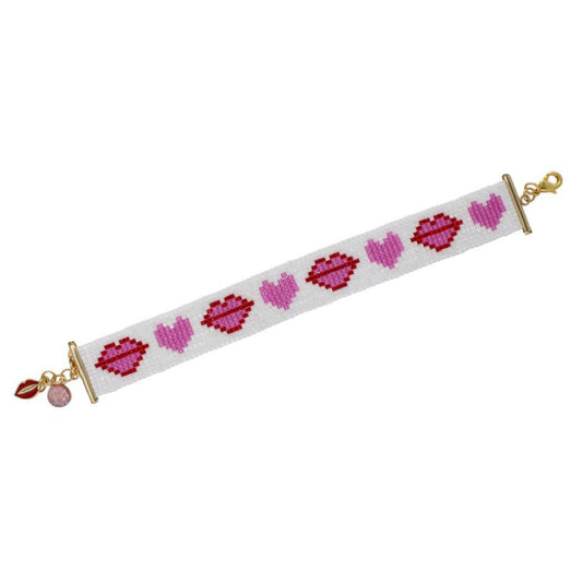 Hearts and Kisses Loom Bracelet Pattern by Leslie Pope - Instant Download or Printed Copy