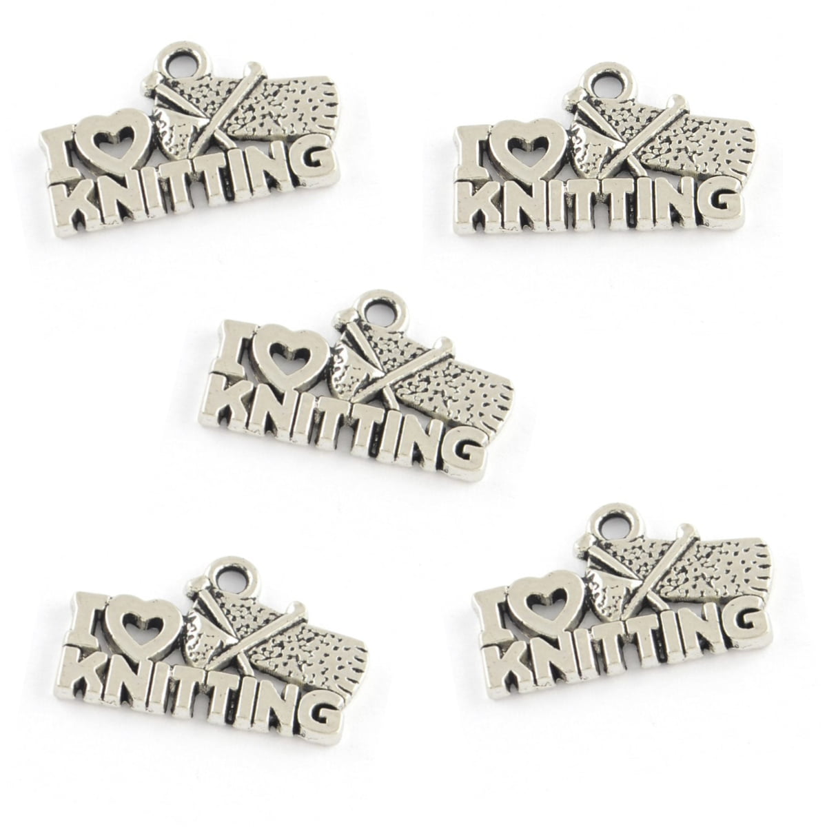Antique Silver I Love Knitting Charm 20x13mm – Pack of 5