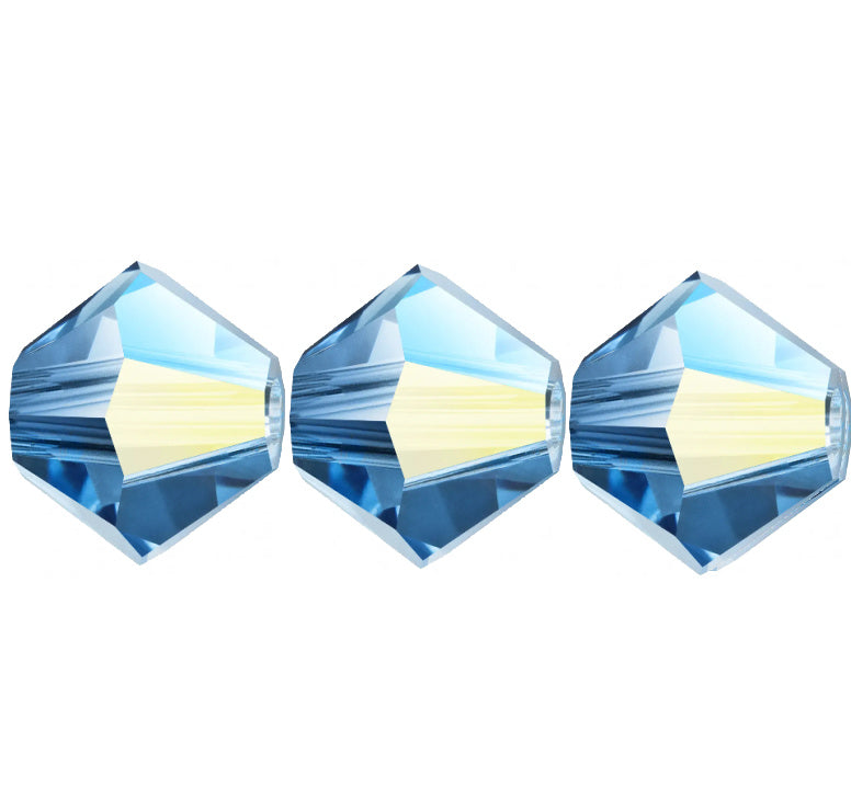 3mm Preciosa Bicones – Malibu Blue AB – Pack of 30