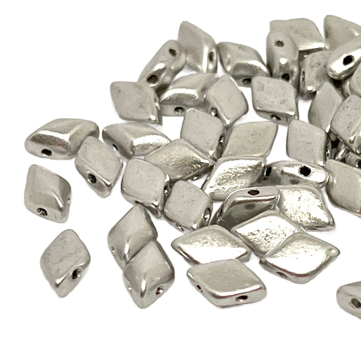 GemDuo 2-Hole 5x8mm – Matte Metallic Silver – 5g