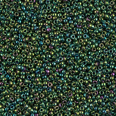15/0 Miyuki Seed Beads - 5g Bag – Metallic Malachite Teal Iris  - Colour 468 (was 1961)