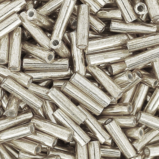 6mm Miyuki Bugle Beads 10g – Galvanized Silver