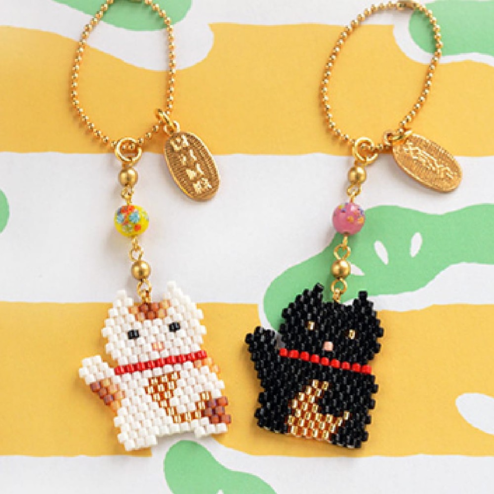 Maneki-Neko Japanese Cat Charm Pattern by Miyuki - Instant Download or Printed Copy