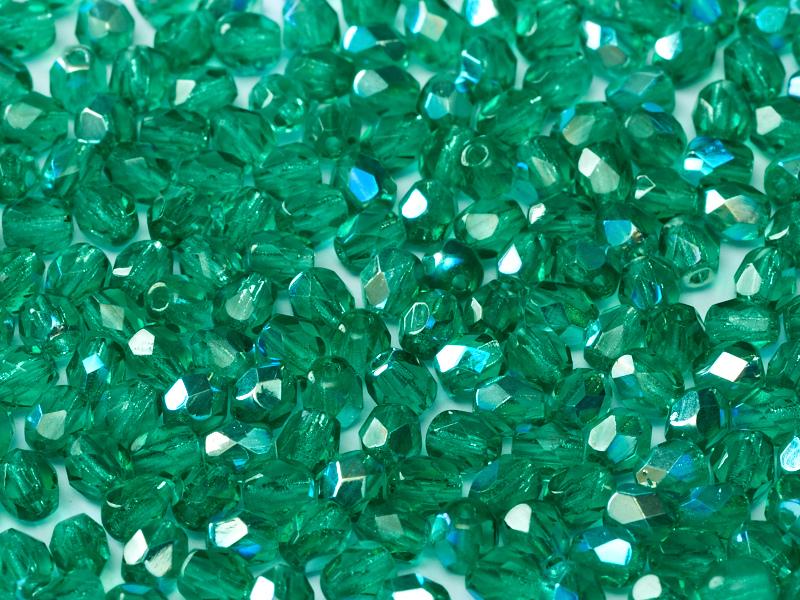4mm Czech Fire Polish β 50720/28701 - Emerald AB x 100