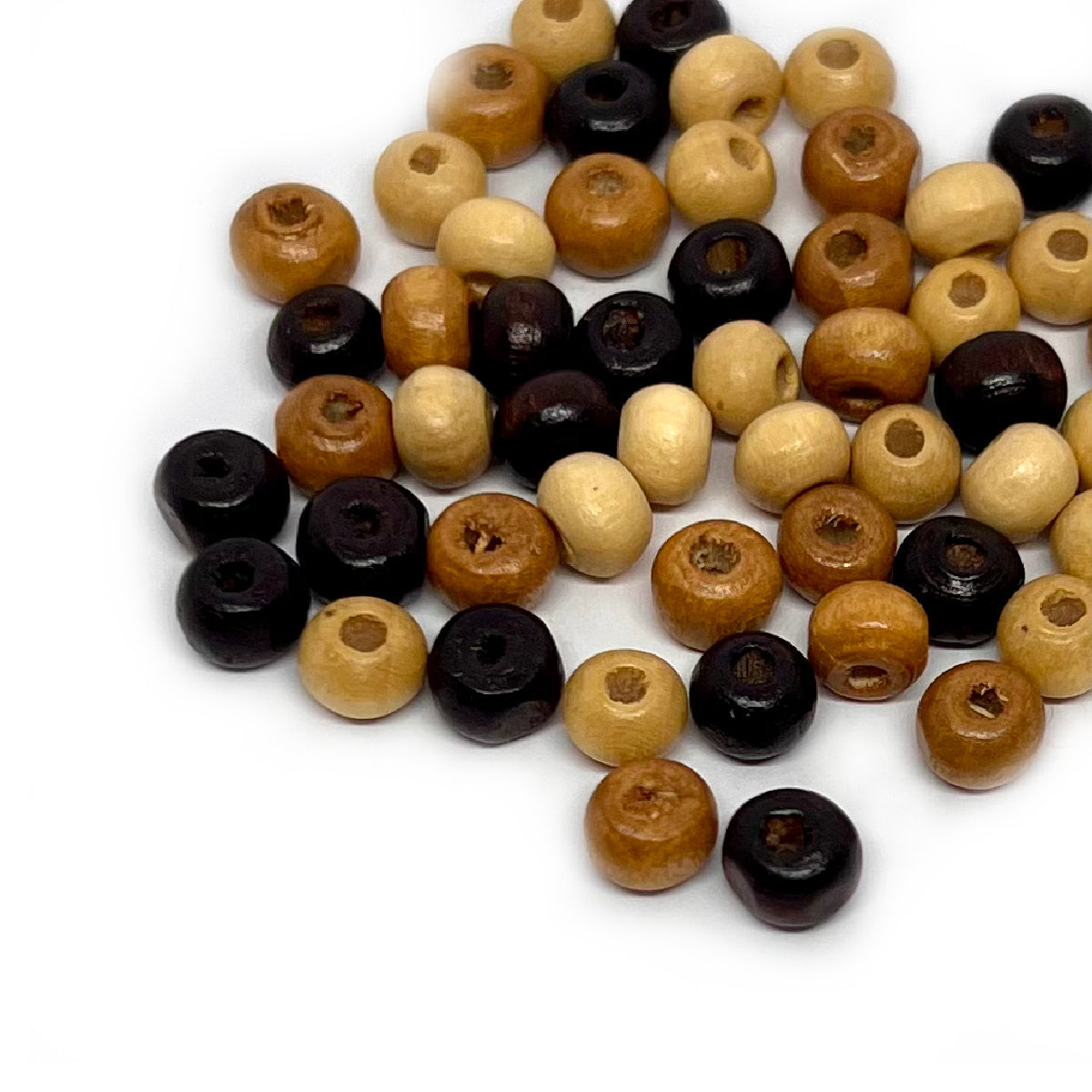 6mm Round Wooden Beads - Approx 100 - Mixed Colours