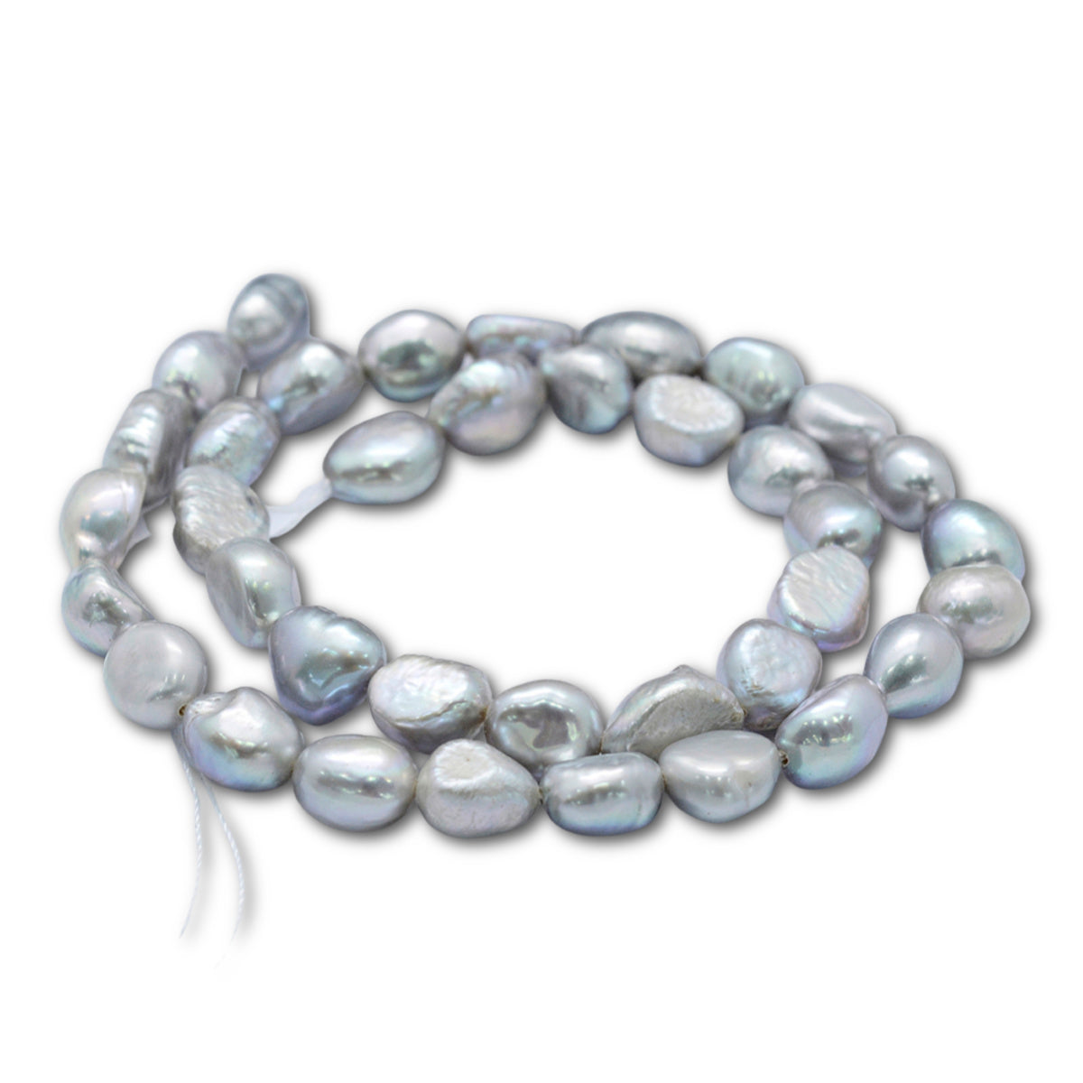 8-9mm Silver Grey Nugget Pearl Strand - Approx 36 Pearls