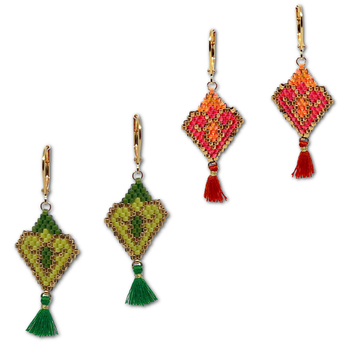 Brick Stitch Ornamental Hearts Grid - Instant Download or Printed Copy