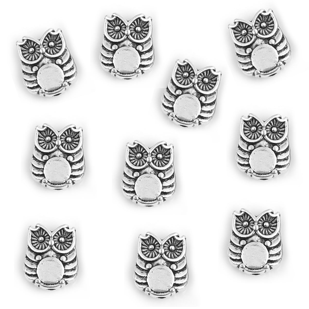Silver Plated Owl Beads 10x8mm – Pack of 10
