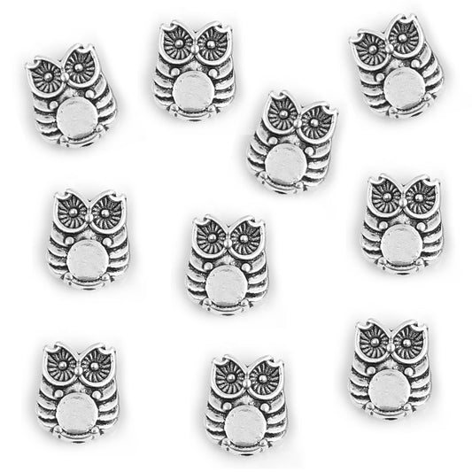 Silver Plated Owl Beads 10x8mm – Pack of 10