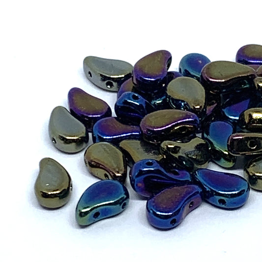Paisley Duo Beads 8x5mm – 10g – Jet Rainbow Iris