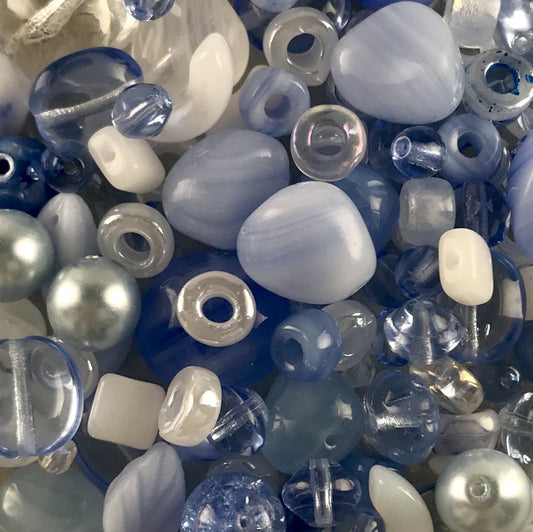 Preciosa Pressed Glass Light Blue Mix - Approx 50g