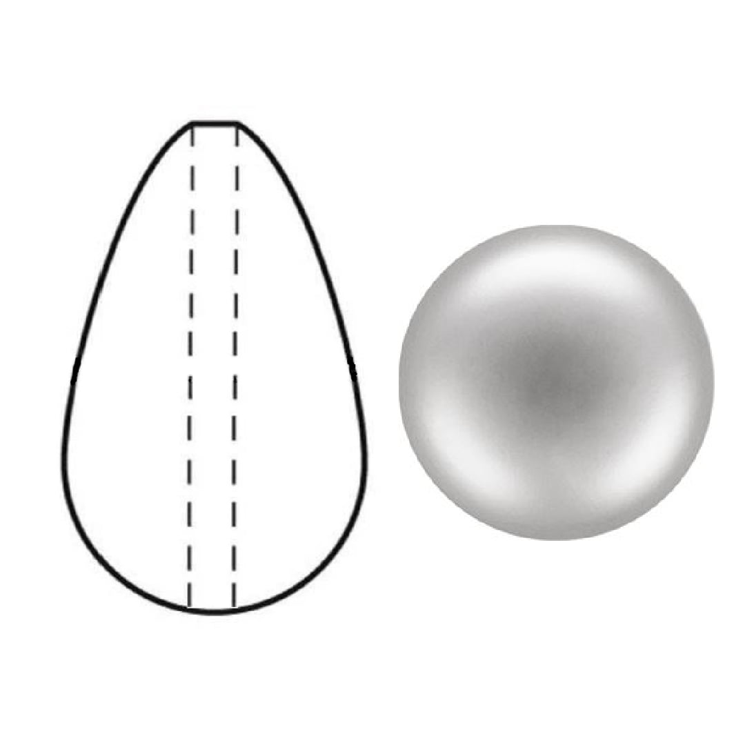 Preciosa Nacre Pear 15x8mm - Light Grey
