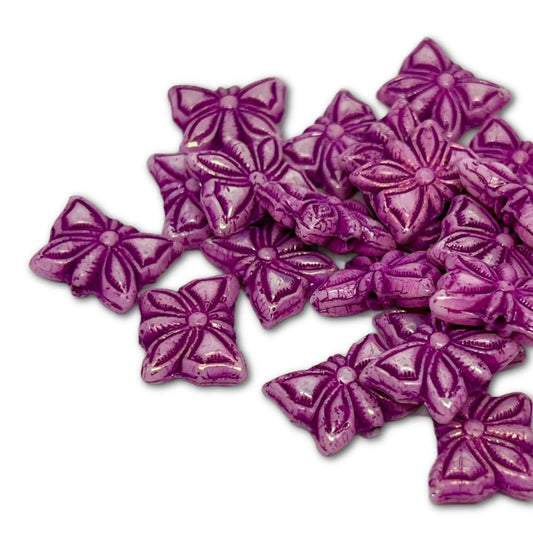 Czech Glass Butterfly Beads - 15x12mm - Violet AB - Pack of 1