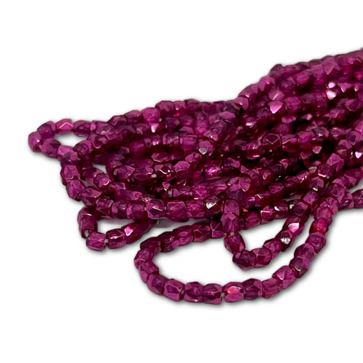 2mm True2 Firepolish Beads - Strand of Approx 150 - Dark Pink Metallic Ice