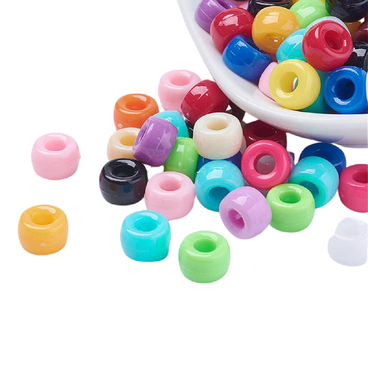 Pony Beads - 9x6mm - Multi - Pack of Approx 50