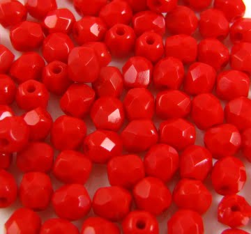 4mm Czech Fire Polish – 93200 – Opaque Red x 100