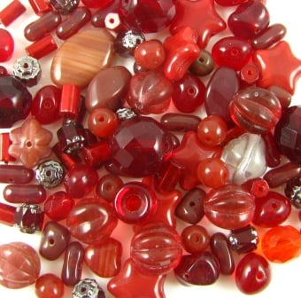 Preciosa Pressed Glass Ruby Garnet Mix - Approx 50g
