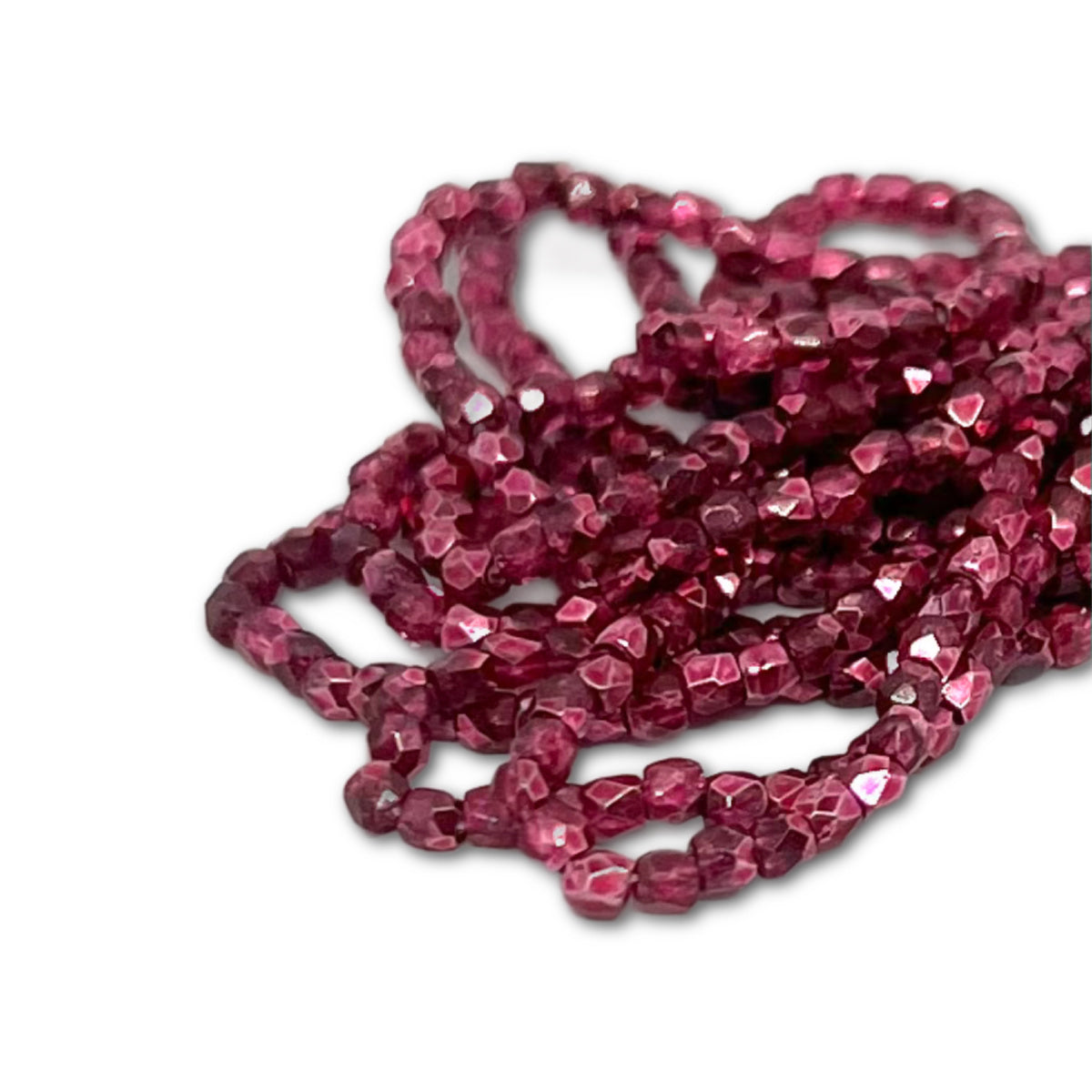 2mm True2 Firepolish Beads - Strand of Approx 150 - Rose Pink Metallic Ice