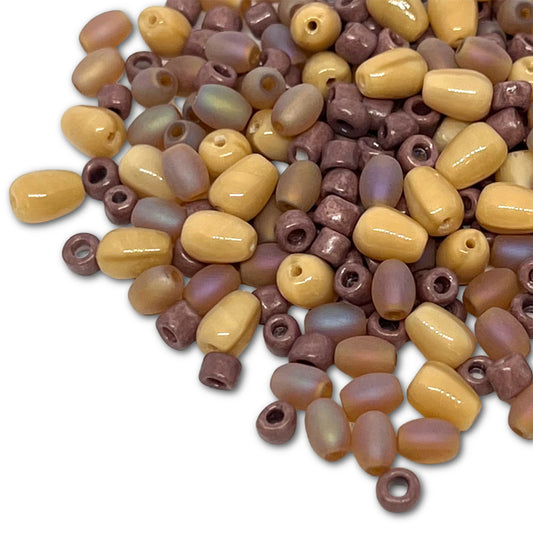 Salted Caramel Glass Bead Mix - 4-7mm Sizes - 25g