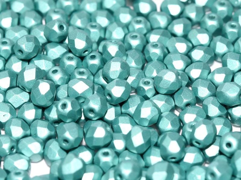 4mm Czech Fire-Polish – 02010/29455 - Alabaster Metallic Emerald x 100