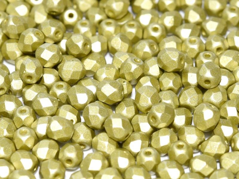 4mm Czech Fire-Polish – 02010/29482 - Alabaster Metallic Lemongrass x 100