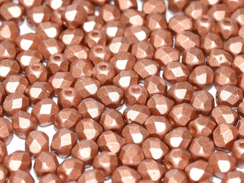 4mm Czech Fire Polish β 02010/29487 - Alabaster Metallic Copper x 100
