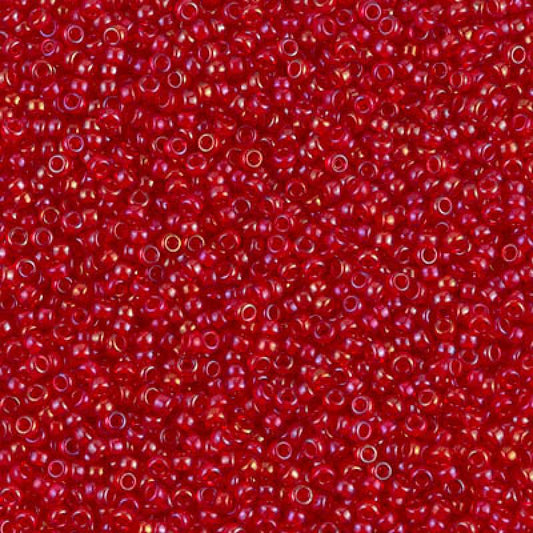 8/0 Miyuki Seed Beads - 25g Bag – Lined Red AB - Colour 2248