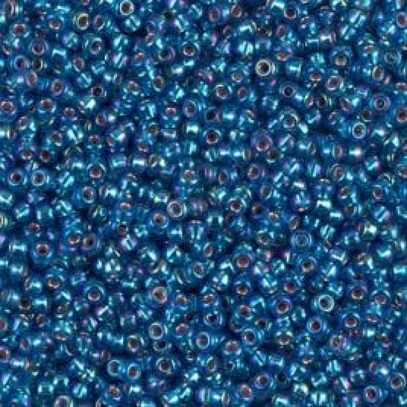 15/0 Miyuki Seed Beads - 5g Bag – Silver Lined Capri Blue AB - Colour 1025