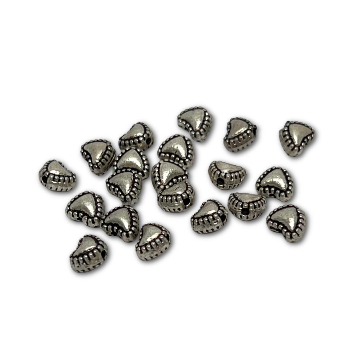 Silver Plated Heart Beads - 6mm - Pack of 20