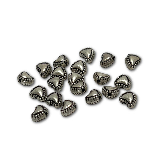 Silver Plated Heart Beads - 6mm - Pack of 20