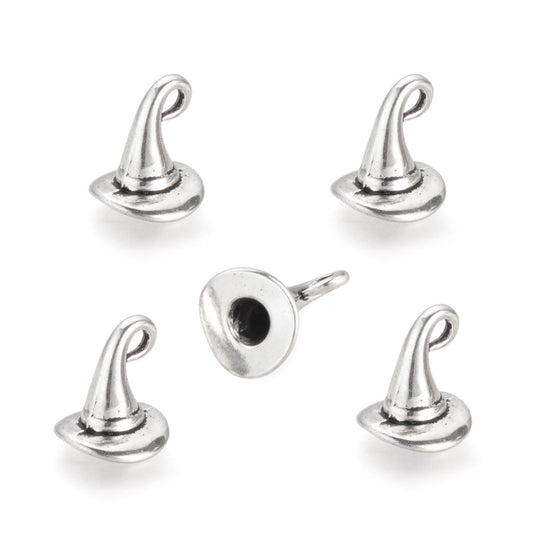 Silver Plated Witches Hat Charms 11x11mm - Pack of 5