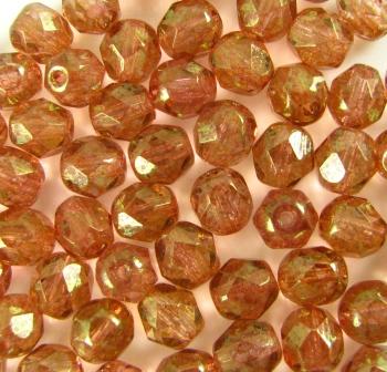 6mm Czech Fire-Polish – 00030/15495 – Crystal Red Terracotta x 100