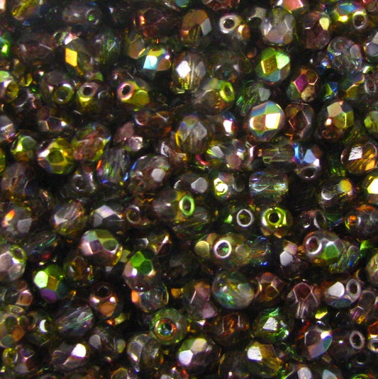 3mm Czech Fire Polish – 00030/95400 – Crystal Magic Green x 100