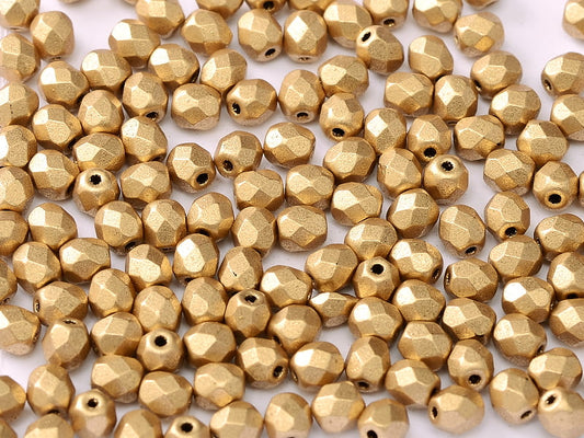 4mm Czech Fire Polish – 01710 – Light Gold Matte