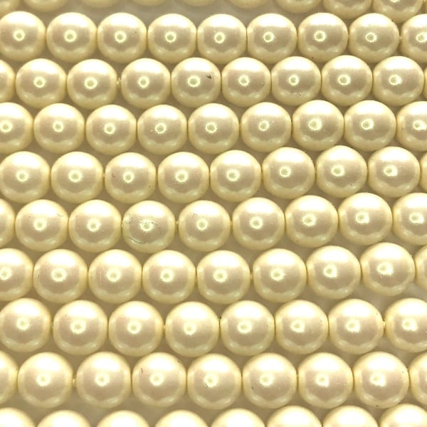 6mm Czech Round Glass Pearl - Bag of 50 – 02010/30001 – Iridescent Cream