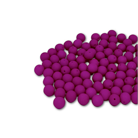 4mm Pressed Glass Round Beads - Pack of 100 - Matte Velvet Magenta