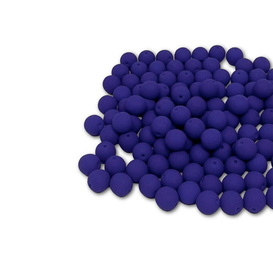 4mm Pressed Glass Round Beads - Pack of 100 - Matte Velvet Royal Blue