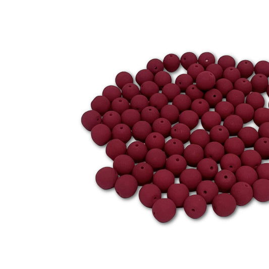 4mm Pressed Glass Round Beads - Pack of 100 - Matte Velvet Purple Wine