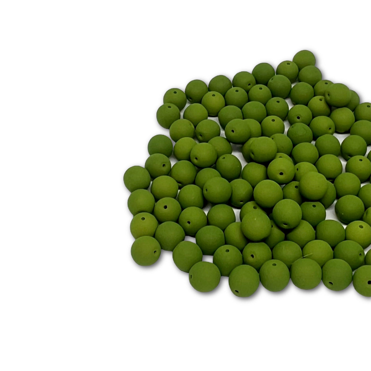 4mm Pressed Glass Round Beads - Pack of 100 - Matte Velvet Lizard Green