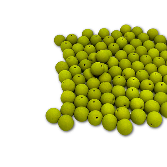 4mm Pressed Glass Round Beads - Pack of 100 - Matte Velvet Lemongrass