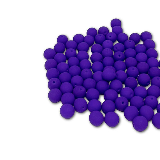 4mm Pressed Glass Round Beads - Pack of 100 - Matte Velvet Neon Purple