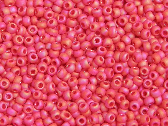 11/0 Toho Seed Beads - 10g Bag – Opaque Rainbow Frosted Cherry - Colour 405F