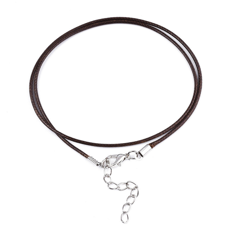 Waxed Cotton Cord Necklace - 18 Inch - Brown