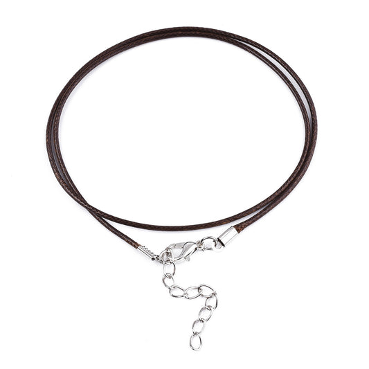Waxed Cotton Cord Necklace - 18 Inch - Brown