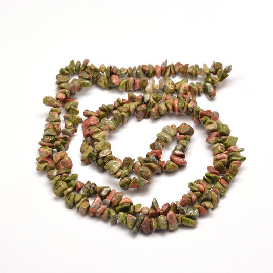 5x8mm Natural Unakite Gemstone Chip Strand - 78cm Strand