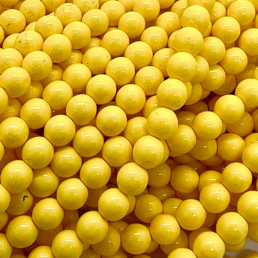 6mm Czech Round Glass Pearl Strand of 36 – 02010/58002 – Daffodil Yellow