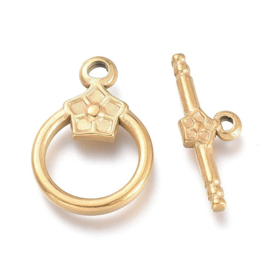 Gold Plated Petal Toggle Clasp 14mm
