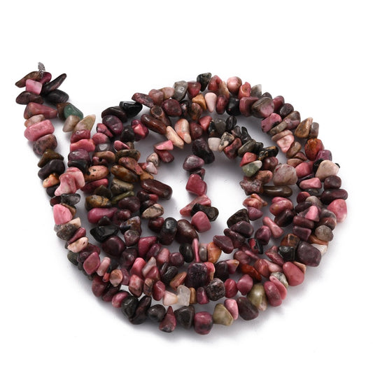 5x8mm Natural Rhodonite Gemstone Chip Strand - 39cm Strand