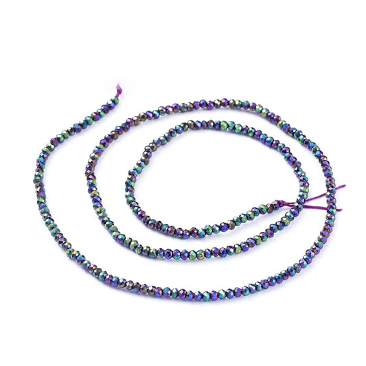 Etoile Micro Crystal Rondelles 2×1.5mm – Strand of approx 200 – Peacock